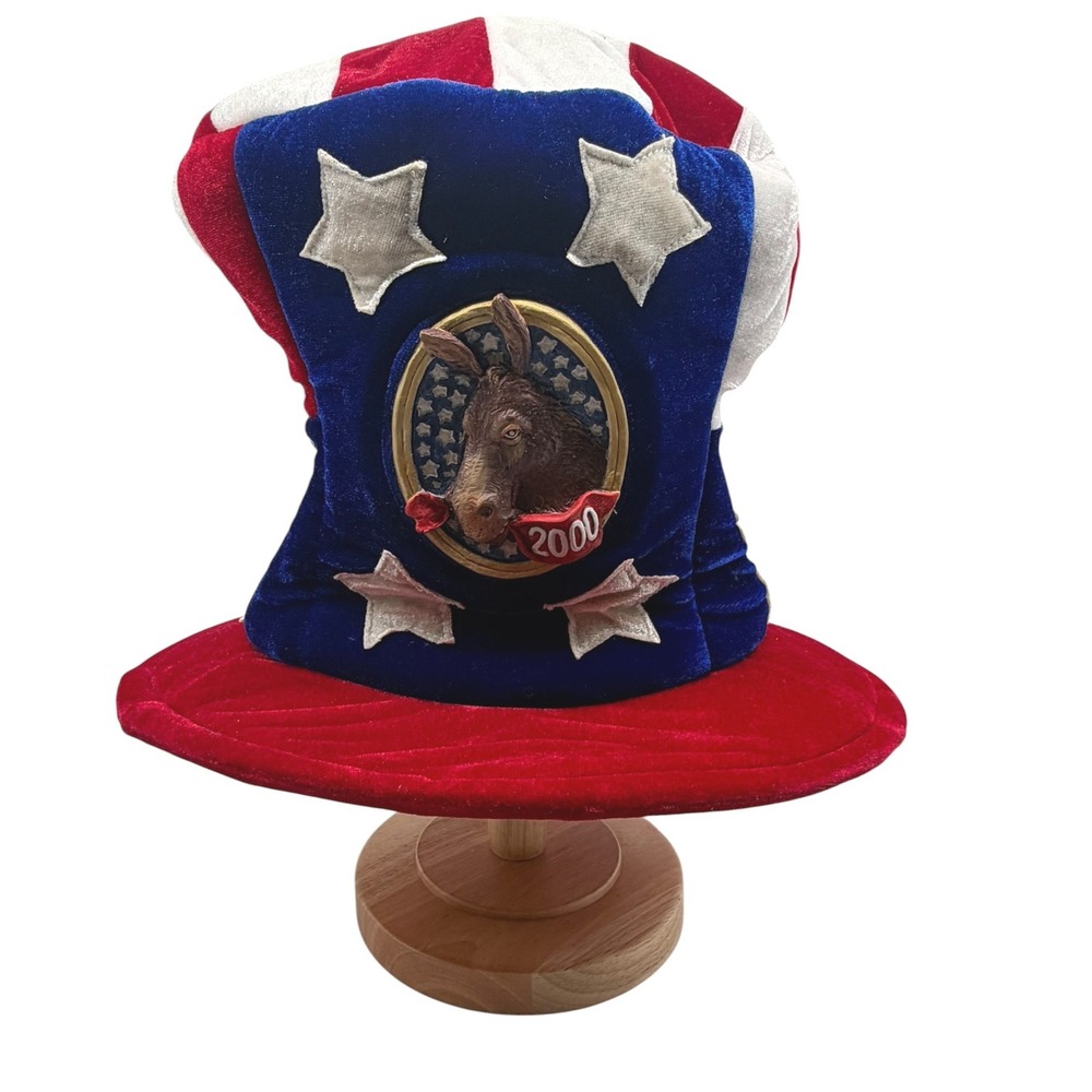 Vintage eLope Madhatter Uncle Sam Donkey 2000 Patriotic Velvet Costume Hat NEW